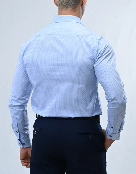 Vantage Blue Premium Giza Cotton Slim Fit Long Sleeve Mens Shirt