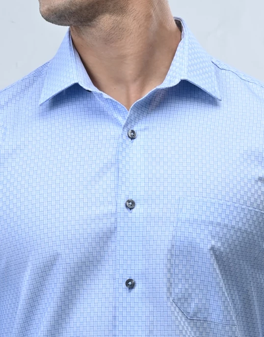 Vantage Blue Premium Giza Cotton Slim Fit Long Sleeve Mens Shirt