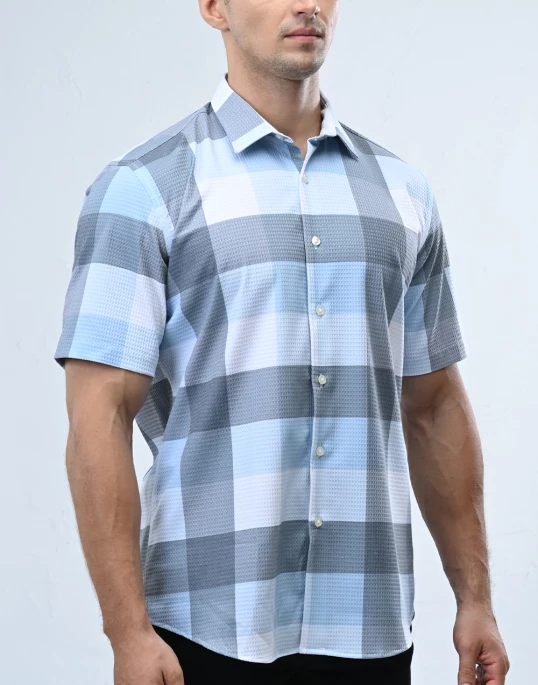 Vantage Sport Printed Slim Fit Short Sleeve Mens Shirt