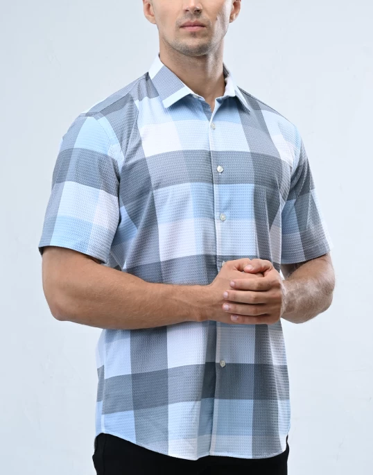 Vantage Sport Printed Slim Fit Short Sleeve Mens Shirt