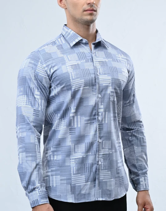 Vantage Sport Printed Slim Fit Long Sleeve Mens Shirt