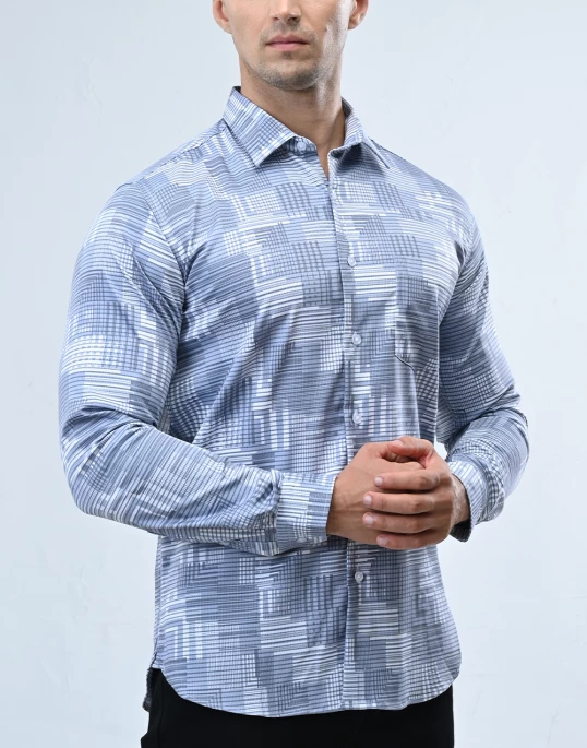 Vantage Sport Printed Slim Fit Long Sleeve Mens Shirt