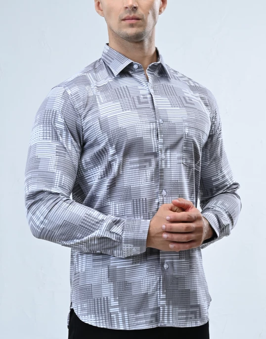 Vantage Sport Printed Slim Fit Long Sleeve Mens Shirt