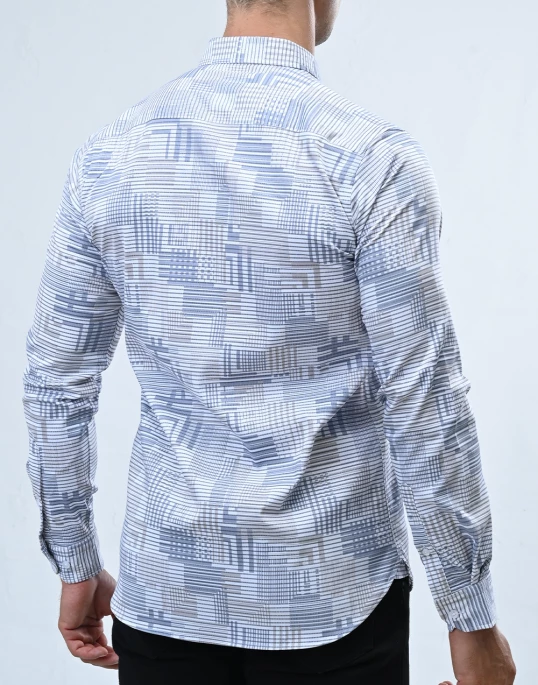 Vantage Sport Printed Slim Fit Long Sleeve Mens Shirt