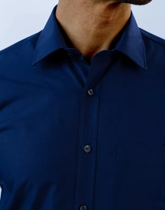 Mens Long Sleeve Navy Blue Formal Shirt