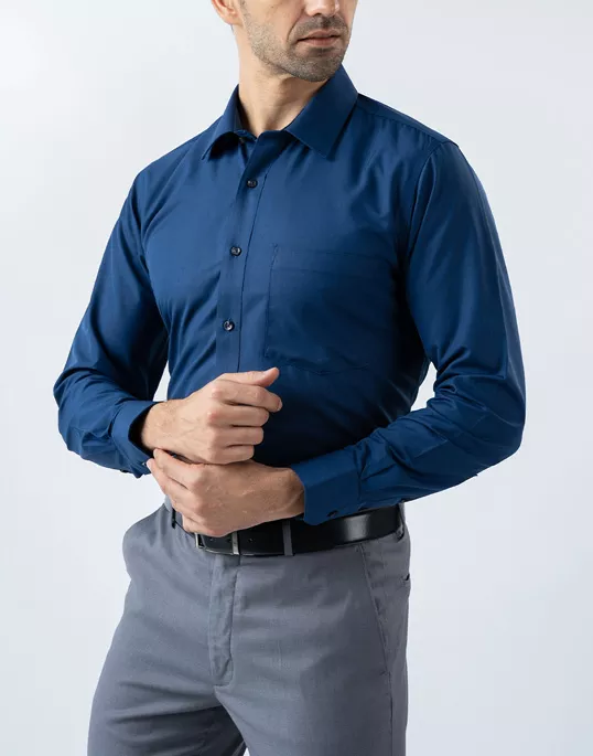 Mens Long Sleeve Dark Blue Formal Shirt