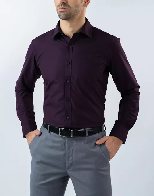 Mens Long Sleeve Dark Purple Formal Shirt