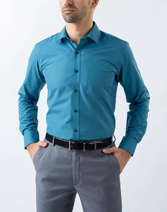 Mens Long Sleeve Green Formal Shirt