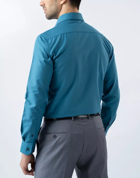 Mens Long Sleeve Green Formal Shirt