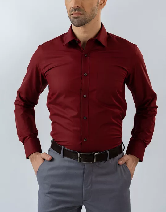 Mens Long Sleeve Red Formal Shirt