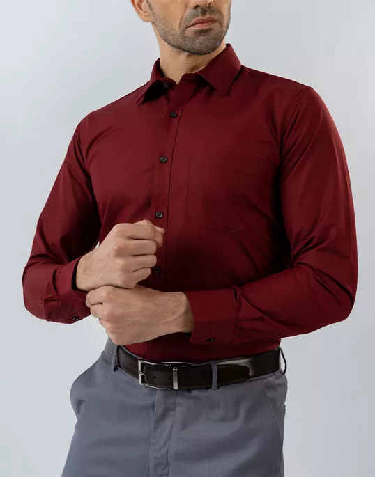 Mens Long Sleeve Red Formal Shirt