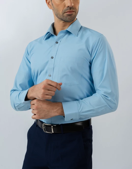 Mens Long Sleeve Sky Blue Filafil Formal Wear Shirt