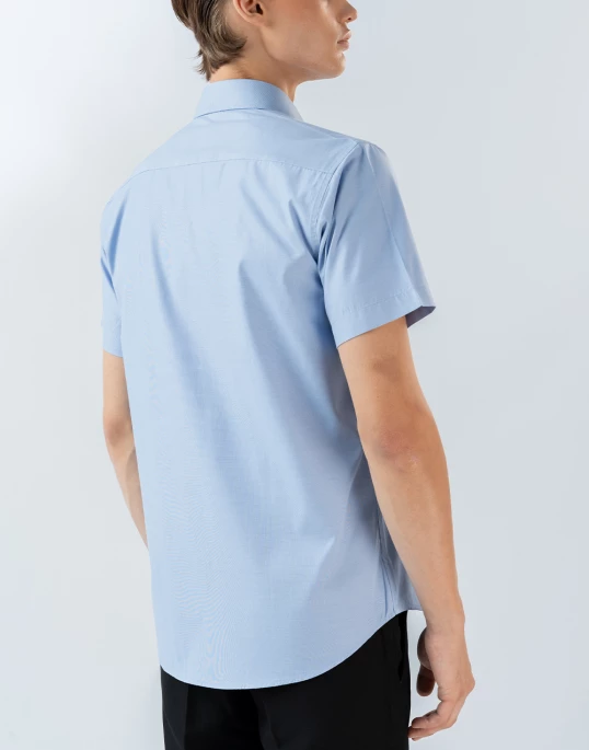 Mens Short Sleeve Light Blue Filafil Formal Wear Shirt