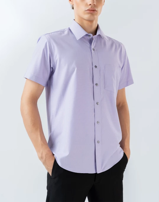 Mens Short Sleeve Purple Filafil Formal Wear Shirt