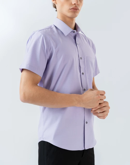 Mens Short Sleeve Purple Filafil Formal Wear Shirt