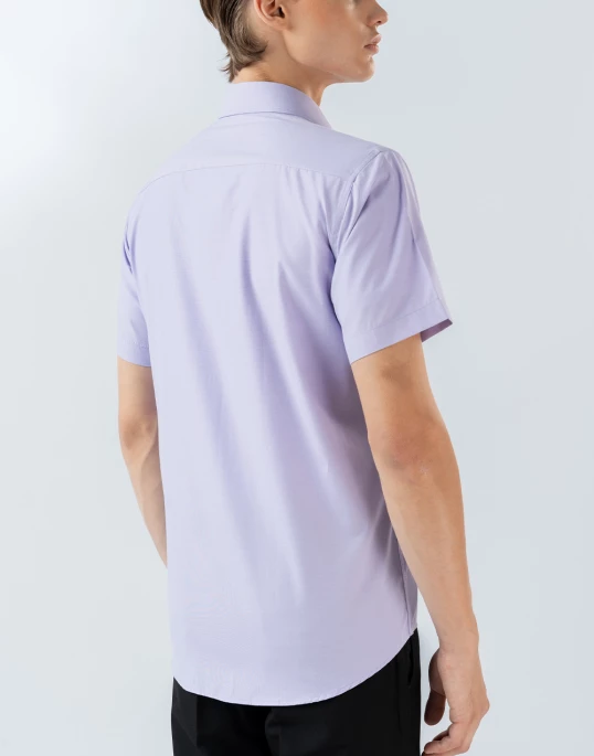 	Mens Short Sleeve Purple Filafil Formal Wear Shirt