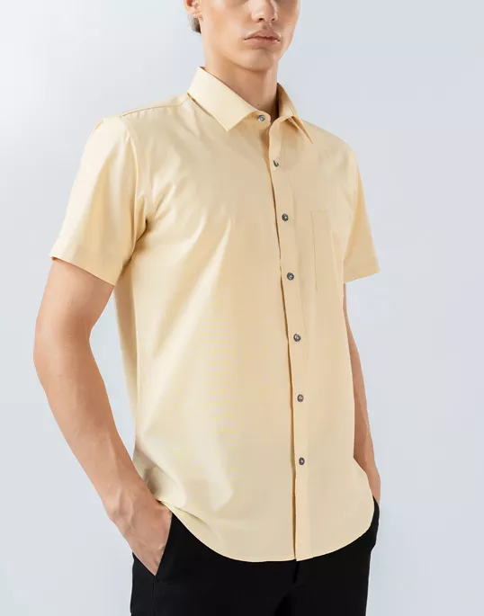 Mens Short Sleeve Yellow Filafil Formal Wear Shirt