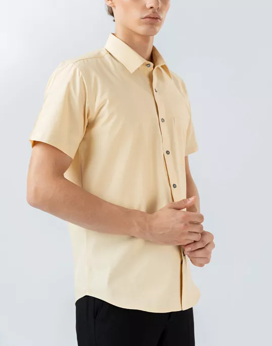 Mens Short Sleeve Yellow Filafil Formal Wear Shirt