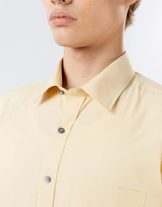 Mens Short Sleeve Yellow Filafil Formal Wear Shirt