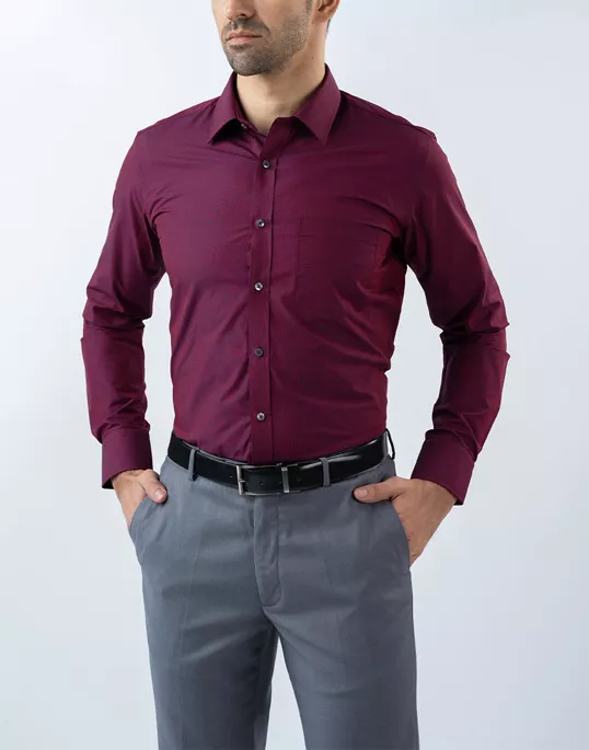 Mens Long Sleeve Light Maroon Filafil Formal Wear Shirt