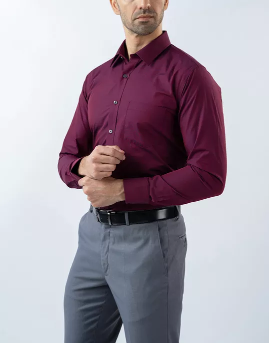 Mens Long Sleeve Light Maroon Filafil Formal Wear Shirt