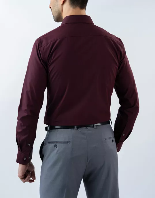 Mens Long Sleeve Dark Maroon Filafil Formal Wear Shirt