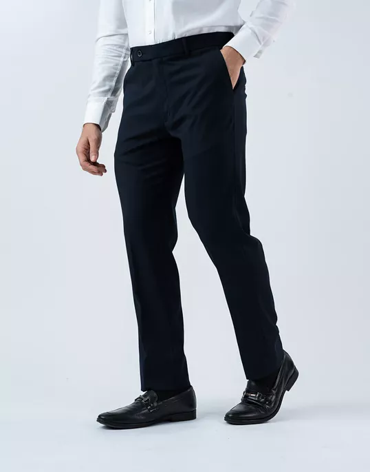 Vantage Blue 4 Way Stretch Regular Fit Blue Formal Wear Trouser