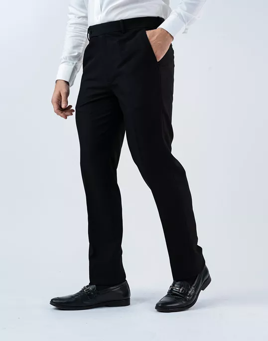 Vantage Blue 4 way Stretch Black Formal Wear Trouser