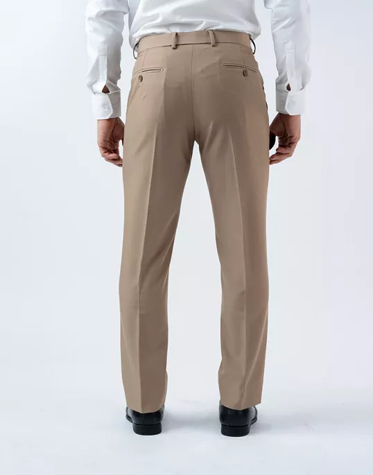 Vantage Blue 4 way Stretch Beige Formal Wear Trouser