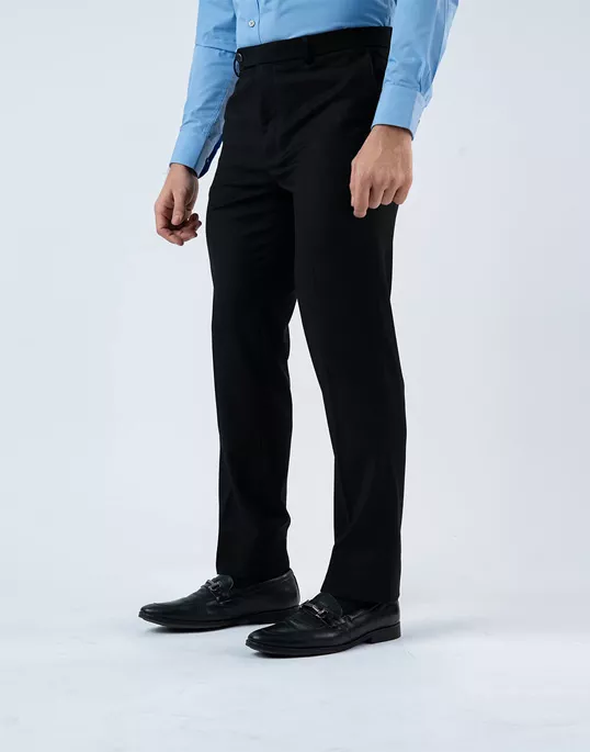 Vantage Blue Auto Flex Regular Fit Black Formal Trouser