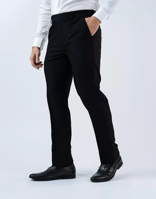 Vantage Blue Auto Flex Black Ultra Slim Fit Formal Wear Trouser