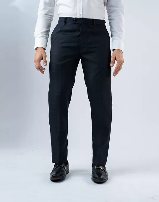 Vantage Blue Ultra Slim Fit Blue Check Formal Wear Trouser