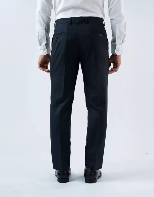 Vantage Blue Ultra Slim Fit Blue Check Formal Wear Trouser