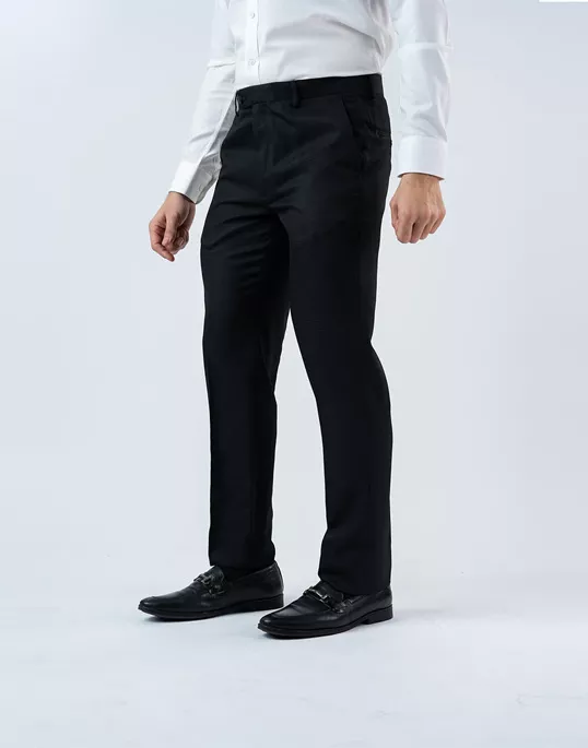 Vantage Blue Ultra Slim Fit Black Micro Check Formal Wear Trouser