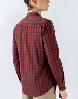 Mens Long Sleeve Red Casual Check Shirts