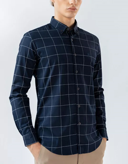 Mens Long Sleeve Blue Evening Wear Shirt