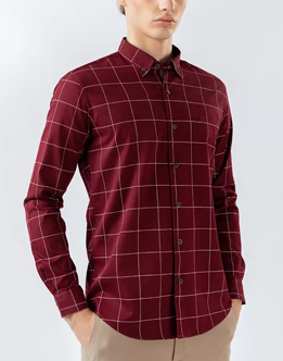 Mens Long Sleeve Red Evening Wear Shirt