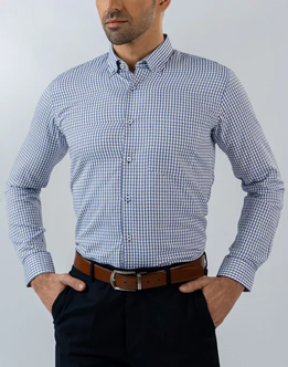 Mens Long Sleeve Blue Formal Wear Shirt