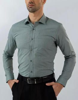 Mens Long Sleeve Green FilaFil Formal Wear Shirt