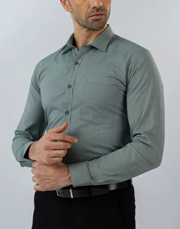 Mens Long Sleeve Green FilaFil Formal Wear Shirt