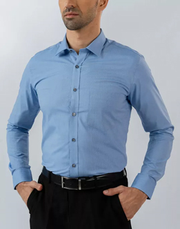 Mens Long Sleeve Sky Blue FilaFil Formal Wear Shirt