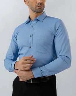 Mens Long Sleeve Sky Blue FilaFil Formal Wear Shirt