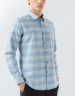 Mens Long Sleeve Caual Wear Pastel Blue Shirt