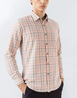 Mens Long Sleeve Caual Wear Pastel Pink Shirt