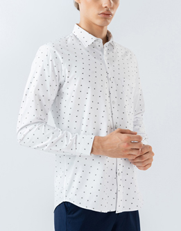 Mens Long Sleeve Black Leaf Printed Shirt