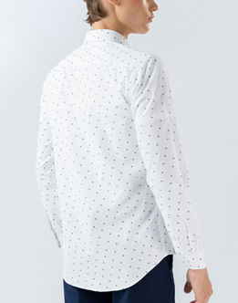 Mens Long Sleeve Black Leaf Printed Shirt