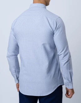 Ebony Casual Long Sleeve Micro Check Slim Fit Mens Shirt