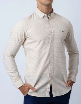 Ebony Casual Long Sleeve Micro Check Slim Fit Mens Shirt