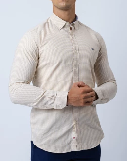 Ebony Casual Long Sleeve Micro Check Slim Fit Mens Shirt