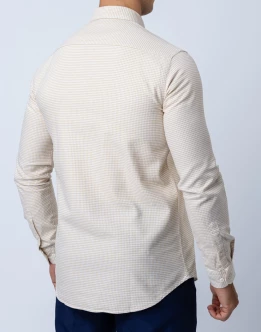 Ebony Casual Long Sleeve Micro Check Slim Fit Mens Shirt